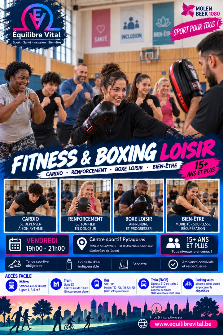 Affiche Fitness et Boxing Loisir Équilibre Vital